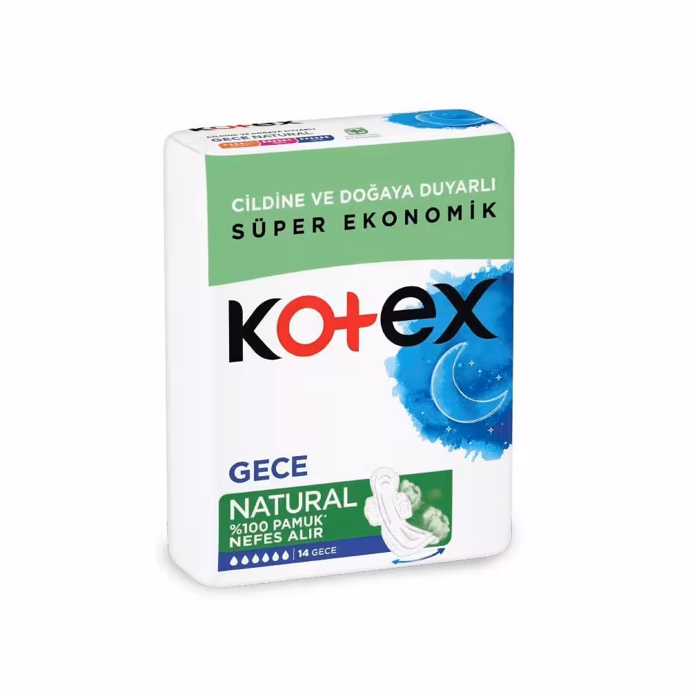 نوار بهداشتی کوتکس اورجینال بسته 14 عددی KOTEX GECE NATURAL