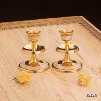 شمعدان جفت برنجی و طلایی