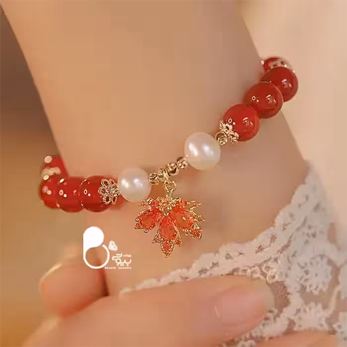 دستبند برگ پاییزی سنگی