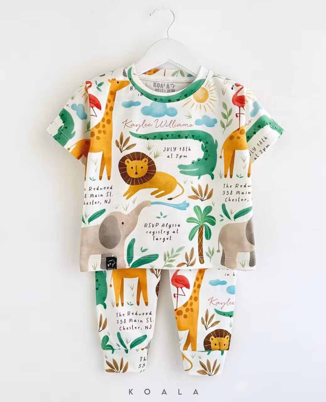 لباس راحتی بچگانه ست آستین کوتاه و شلوار جنگل سبز