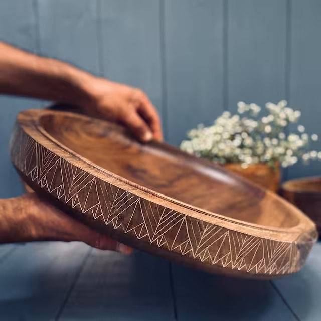 ظرف چوبی پذیرایی گردو کد 934