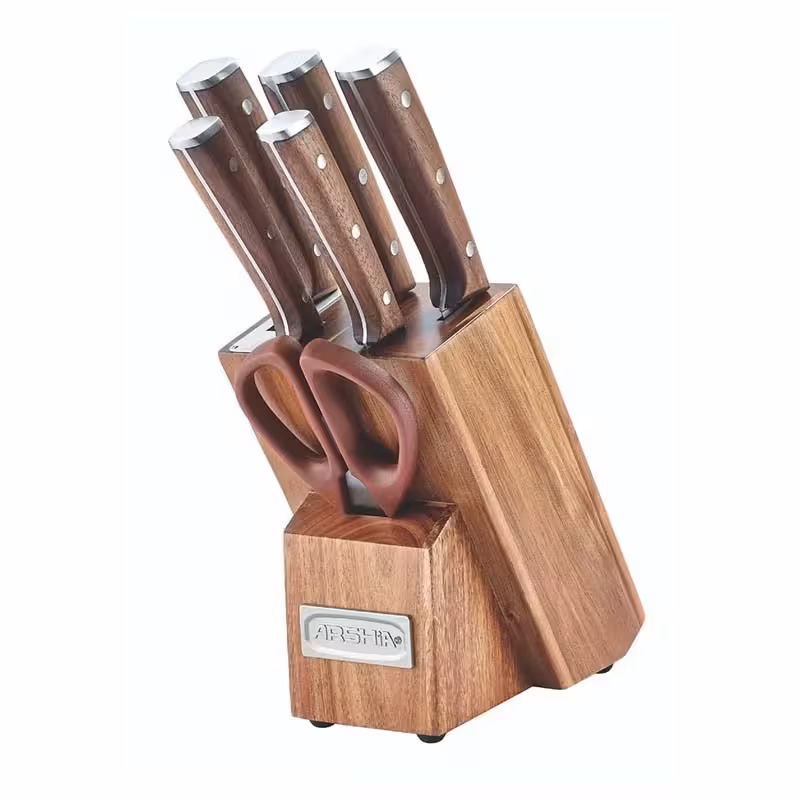 سرویس چاقوی 7 تیکه پایه چوبی عرشیا مدل KS118-3190