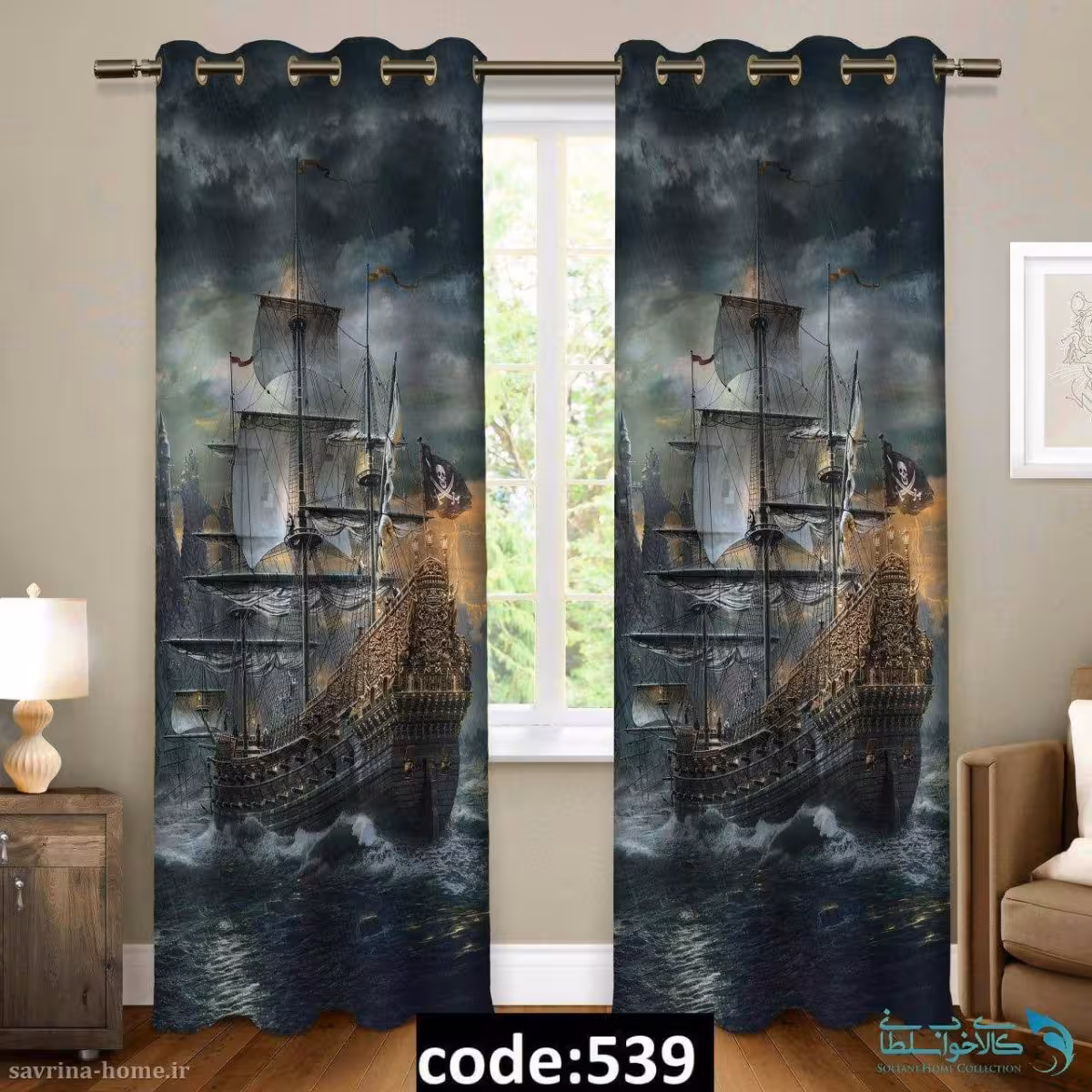 پرده پانچی طرح کشتی مدل Sh-539