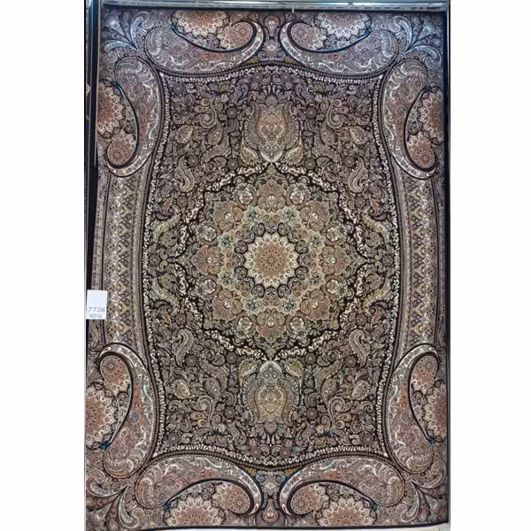 فرش 700 شانه طرح پارادایس زمینه سرمه ای بزرگمهر کاشان – کد 7728