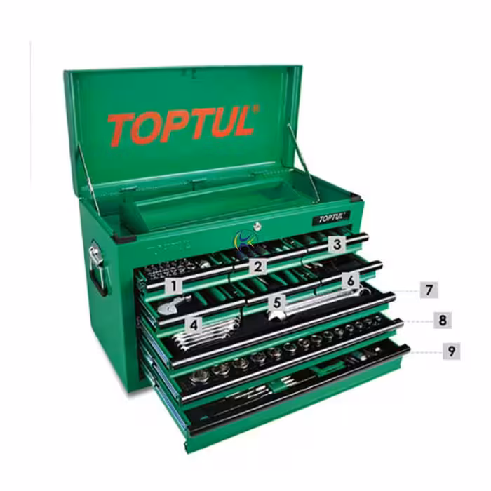 جعبه ابزار رومیزی 9 کشو 186 پارچه مدل GCBZ186A تاپ تول Toptul