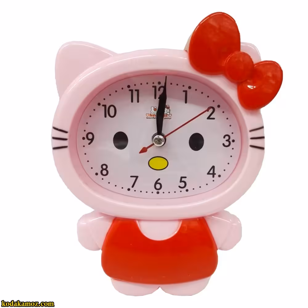 ساعت رومیزی طرح کیتی صورتی