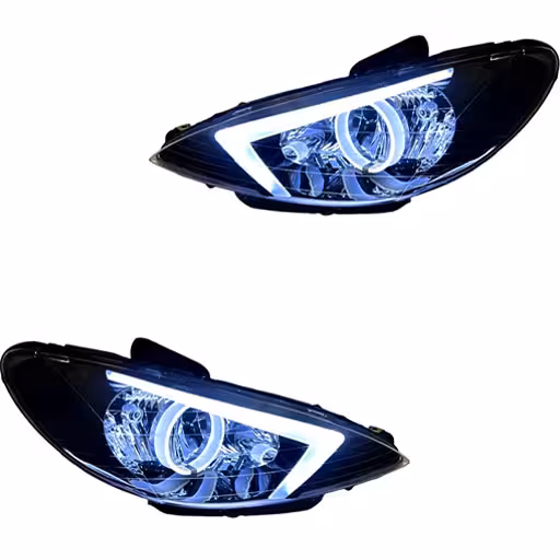 چراغ جلو اسپرت پژو 206 مدل NX سفید داخل مشکی بدون موتور دو عددی