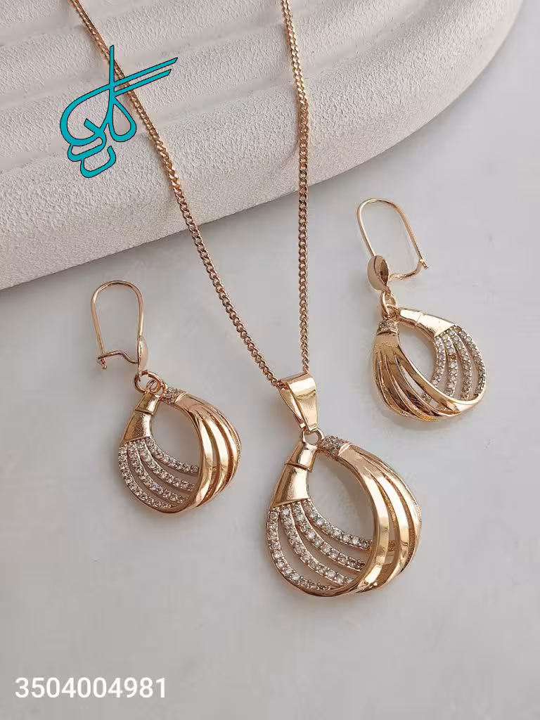 خرید نیمست زنانه جدید و شیک سه لاین نگین دار مارک ژوپینگ رنگ ثابت ضد حساسیت آبکاری شده کیفیت عالی کد 1715535 - ردگل