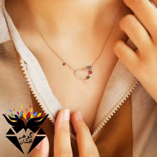 گردنبند نقره زنانه طرح قلب G3351