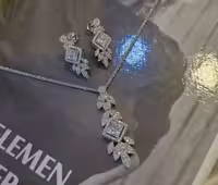 💍نیم ست جواهری   (آويز و گوشواره) خاص و زیبا ، نقره عیار 925( N_4335)