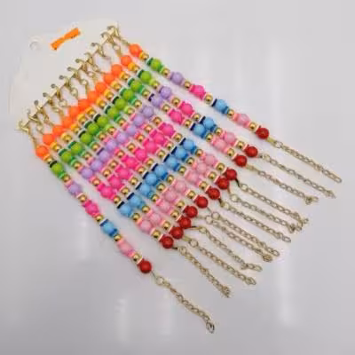 دستبند فیمو زنجیر دار مهره رنگی