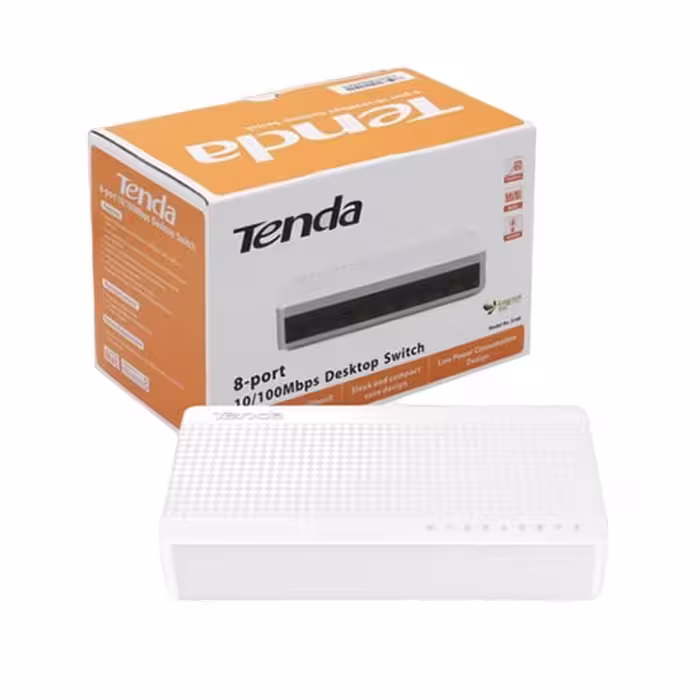 سوئیچ شبکه 8 پورت، سرعت 10/100Mbps، مدل دسکتاپ، برند تندا (Tenda).
