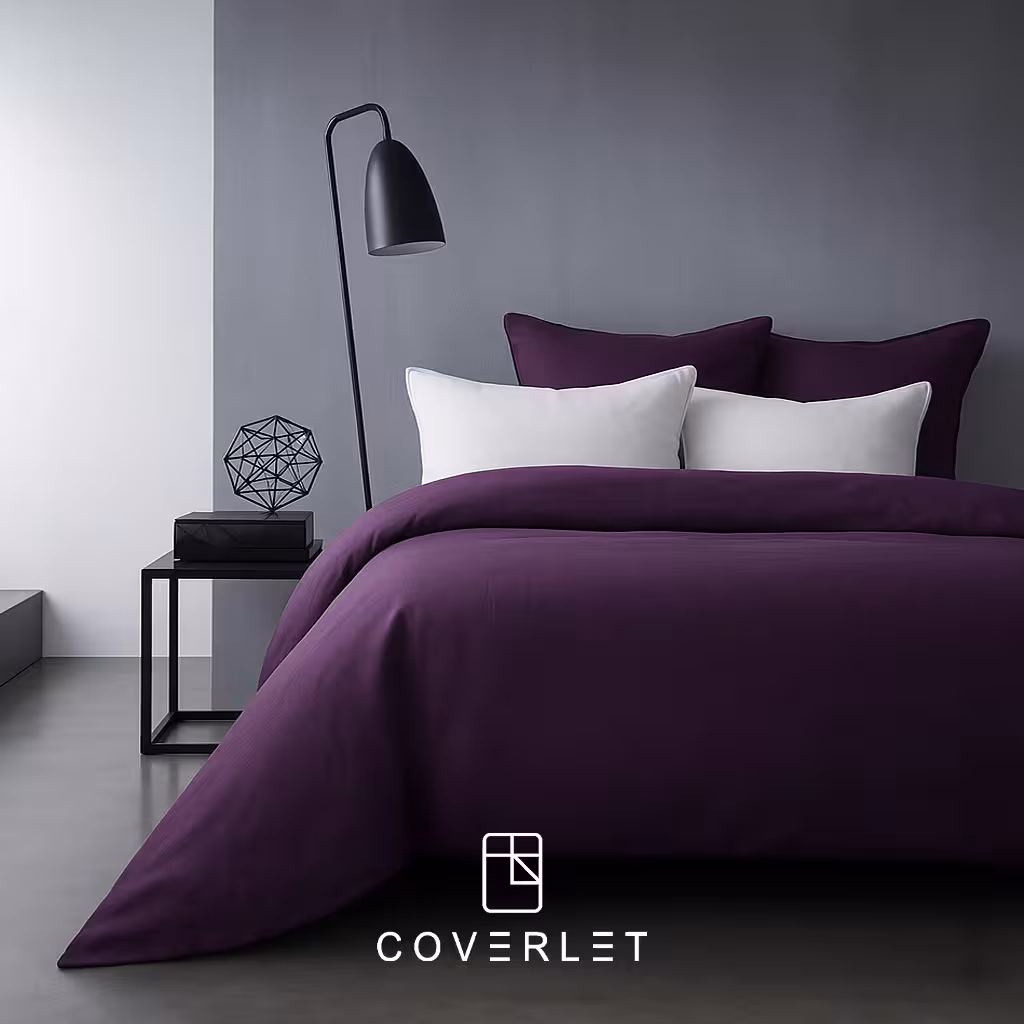 روتختی بنفش و سفید ساده 6‌تکه کاوری