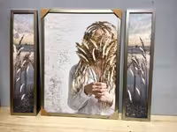 تابلو دکوراتیو تکسچر برجسته سه تکه طرح دختر