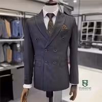 کت و شلوار دبل برست طوسی تیره کد 132859