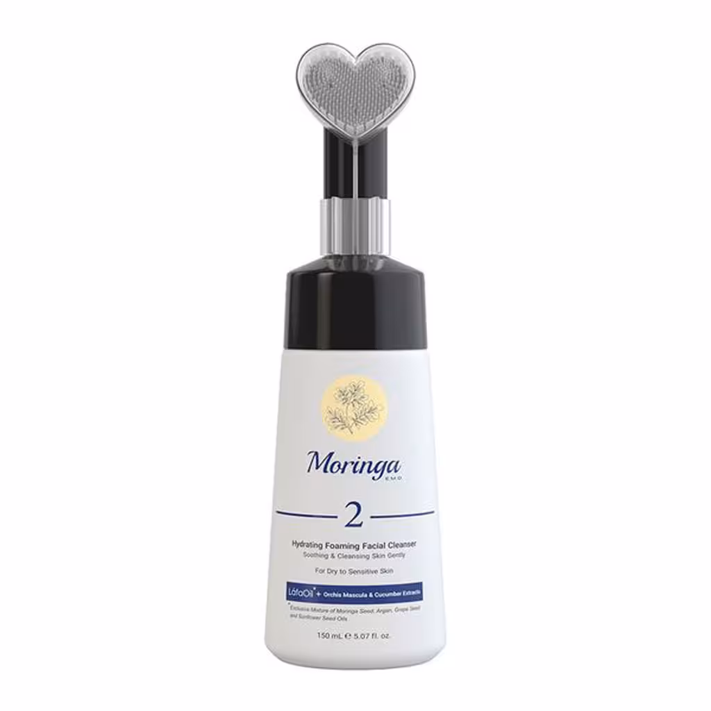 فوم شستشو و آبرسان صورت مناسب پوست خشک و حساس مورینگا امو 150 میلیلیتر | Hydrating and Soothing Facial Foam MORINGA EMO