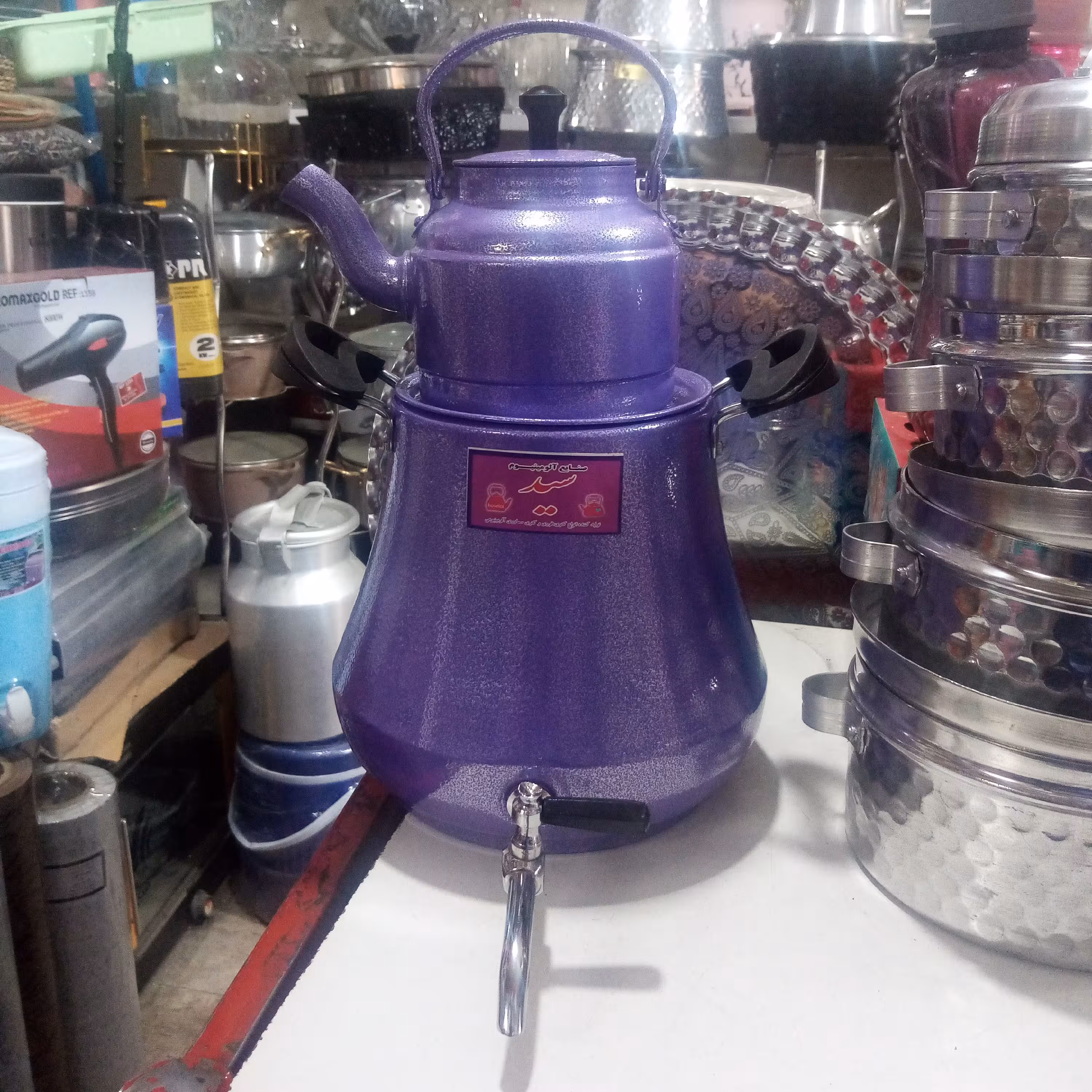 کتری قوری شیردار رنگی 6لیتر