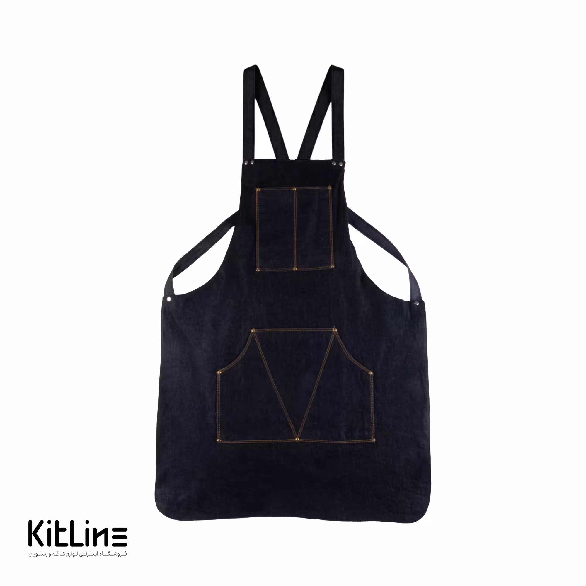 پیشبند جین بلند 5 جیب طرح مثلث تک فرم مدل کاترین