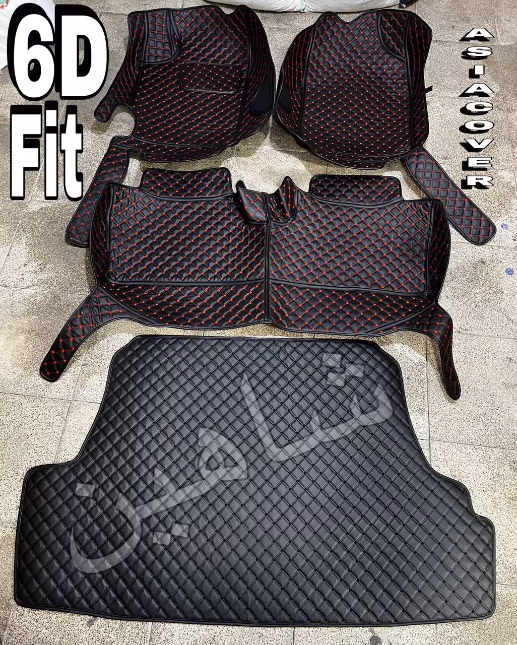 کفپوش شاهین6بعدی چرم گلدوزی باصندوق درجه1ضدآب قابل شستشووانعطاف کوالیتی بالامناسب شاهین