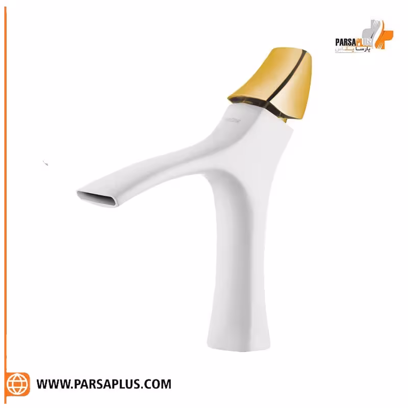 شیر روشویی دوان مدل پاژسفید طلایی
