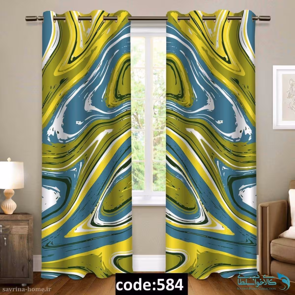 پرده پانچی طرح ابر و باد مدل Sh-584