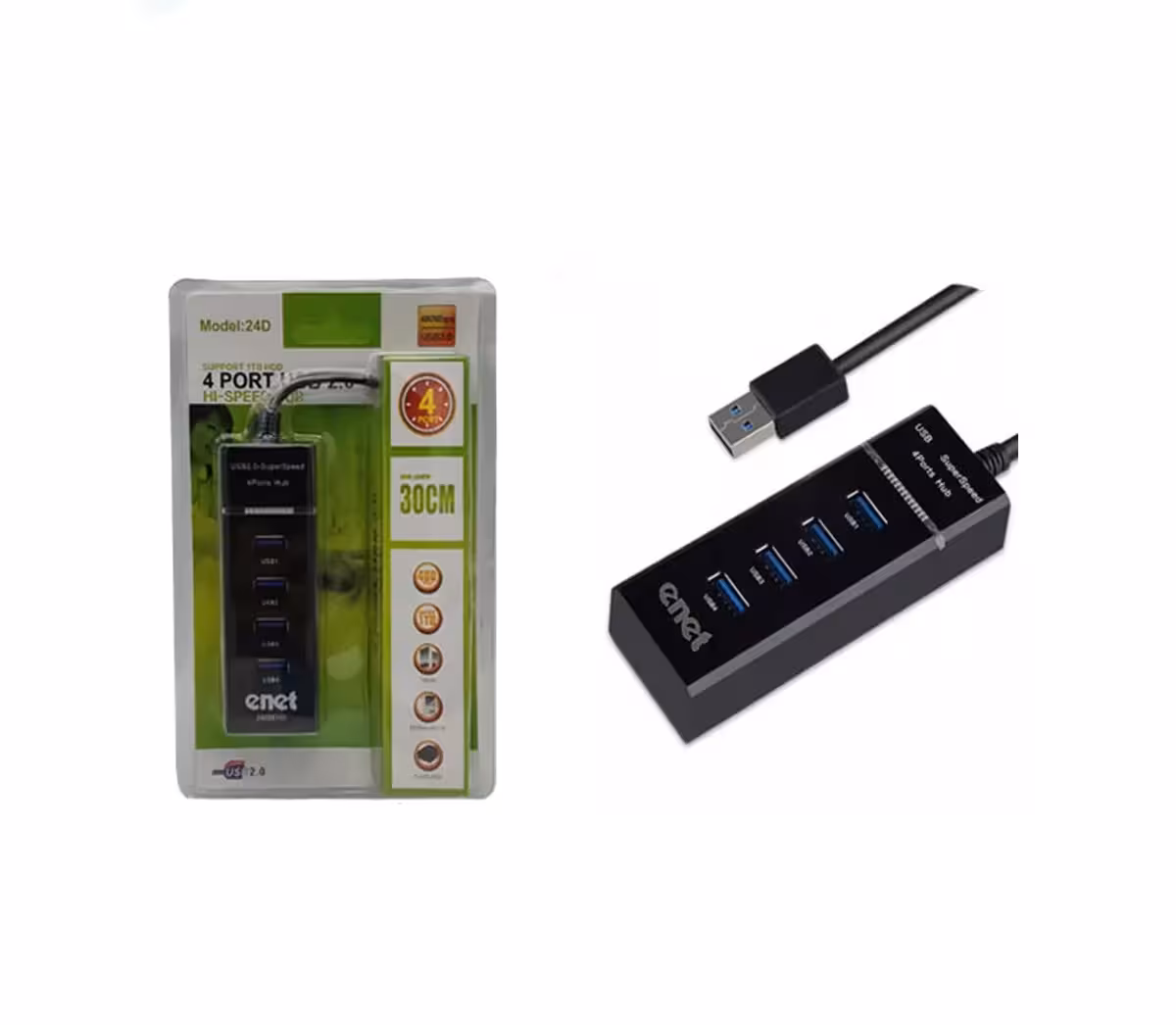 هاب 4 پورت USB20 کابل 30 سانتی enet