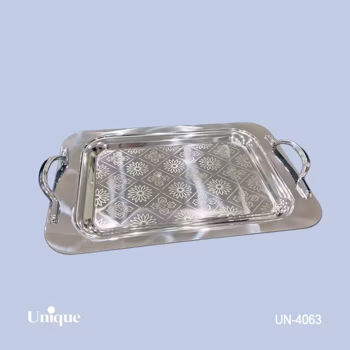 سینی براق استیل بدون پایه بزرگ یونیک UN-4063