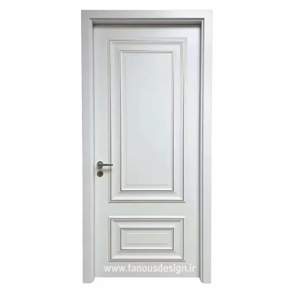 درب داخلی سفید طراحی مدرن با خطوط برجسته کد 30301