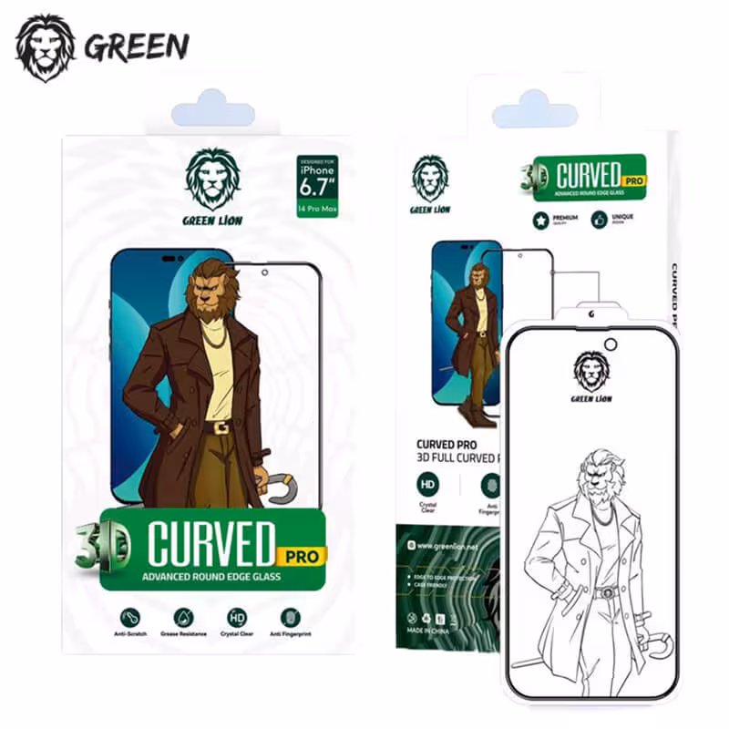 گلس لبه خم کامل iPhone 14 Pro Max گرین لاین Green Lion Curved round Edge Glass