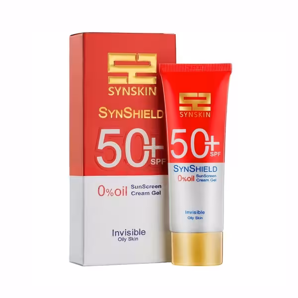 کرم ژل ضد آفتاب بی رنگ فاقد چربی ساین شیلد  SPF50 ساین اسکین 50 گرم SynSkin
