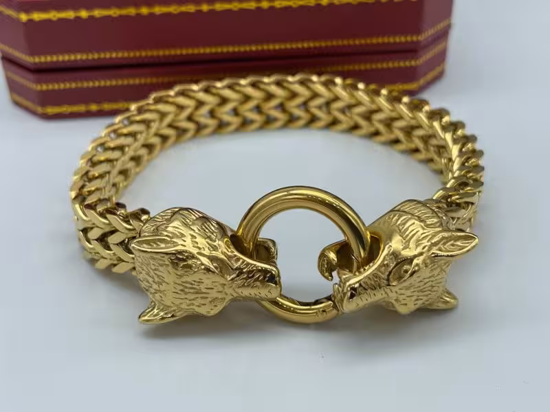 دستبند کارتیر طرح سر ببر با قفل خاص