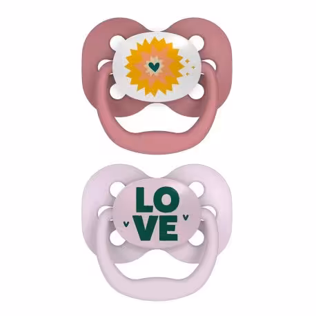 پستانک ارتودنسی 0-6ماه دکتر براون گل زرد و لاو صورتی DR BROWNS