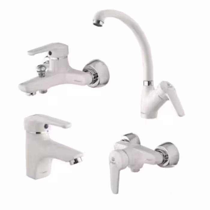 ست شیرالات شیبه مدل مهتاب سفید کروم(ارسال رایگان)