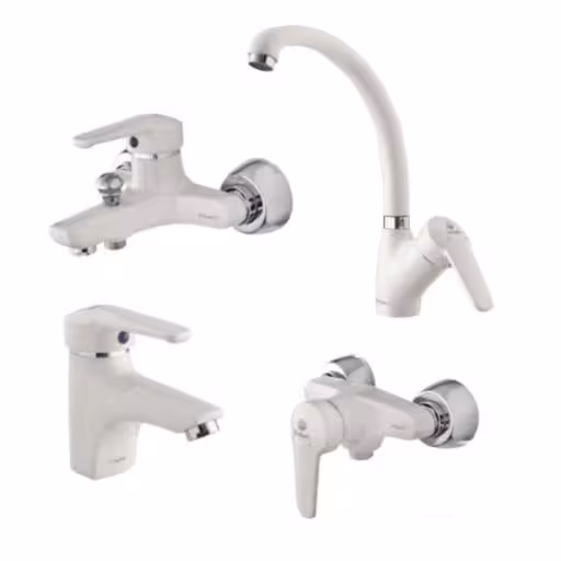 ست شیرالات شیبه مدل مهتاب سفید کروم(ارسال رایگان)