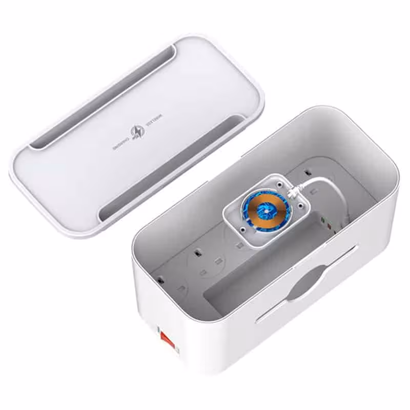 چند راهی برق و شارژر وایرلس الدینیو SN5311W با کابل 2 متری   شارژر USB و Type-C