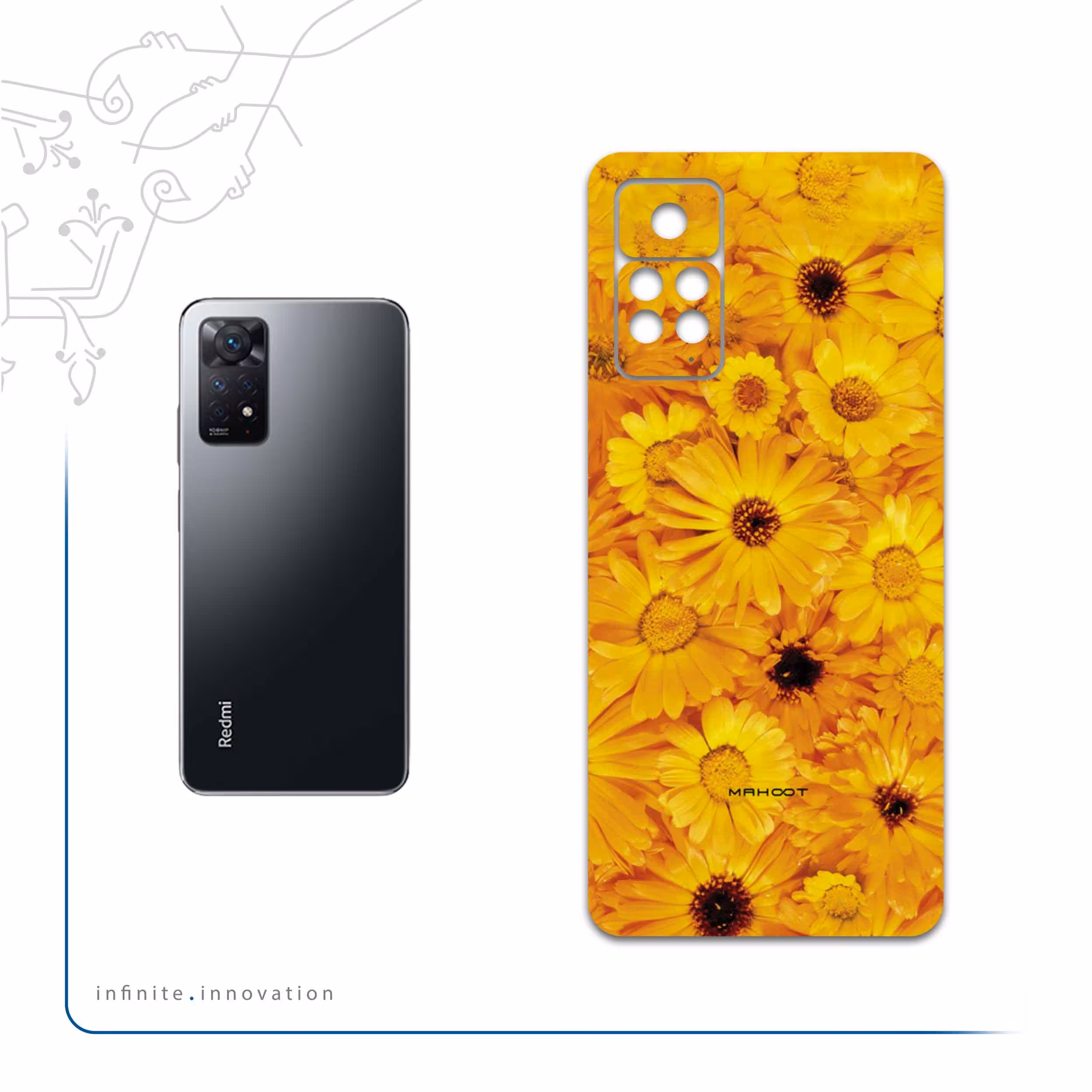 برچسب پوششی ماهوت مدل Yellow-Flower مناسب برای گوشی موبایل شیائومی Redmi Note 11 Pro 5G