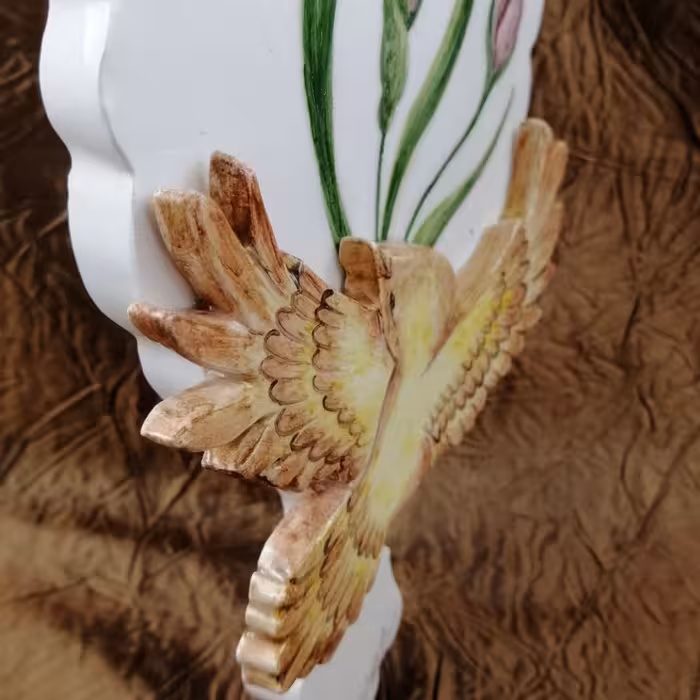 دیوارکوب سرامیکی هیوا مدل ترنج گل و مرغ برجسته کد 11115371