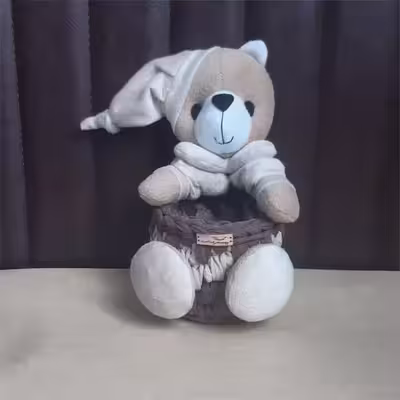 سبد قلاب بافی تریکو مدل خرسی کد 15 مجموعه 3 عددی