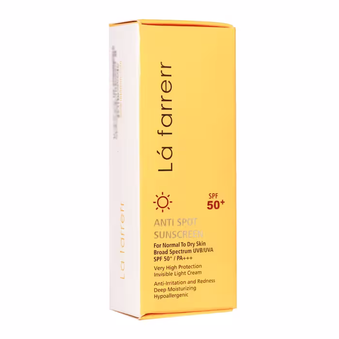 ضدآفتاب و ضدلک بی رنگ پوست خشک spf50 لافارر