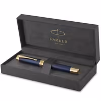 خودنویس Paker Duofold Prestige مدل Blue Chevron با طراحی طلایی، نوک ظریف، جوهر مشکی