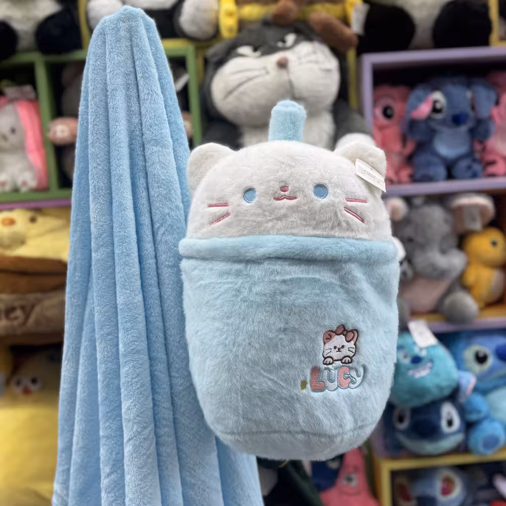 عروسک پتو بالشتی طرح گربه آبی اسموتی