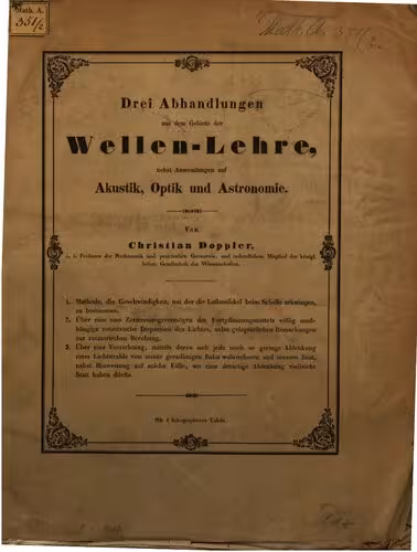 خرید و دانلود نسخه کامل کتاب Drei Abhandlungen aus dem Gebiete der Wellen-Lehre nebst Anwendungen auf Akustik, Optik und Astronomie