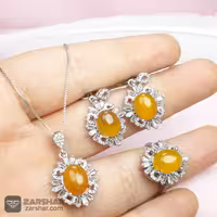 نیم ست عقیق زرد شرف الشمس طرح تینا زنانه