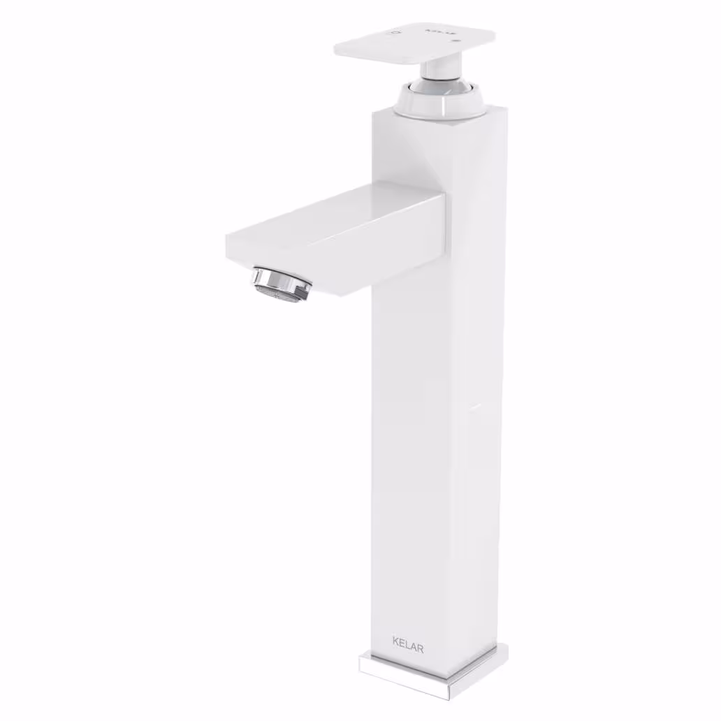 شیر روشویی پایه بلند کلار مدل فلت سری99 سفید