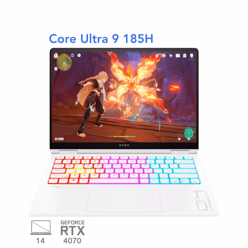 لپ تاپ گیمینگ اچ پی آمن HP Omen 14 Slim fb0064TX core Ultra9 185H RTX 4070 32G 2T OLED 2.8K 120Hz 2024 - پی بی 360