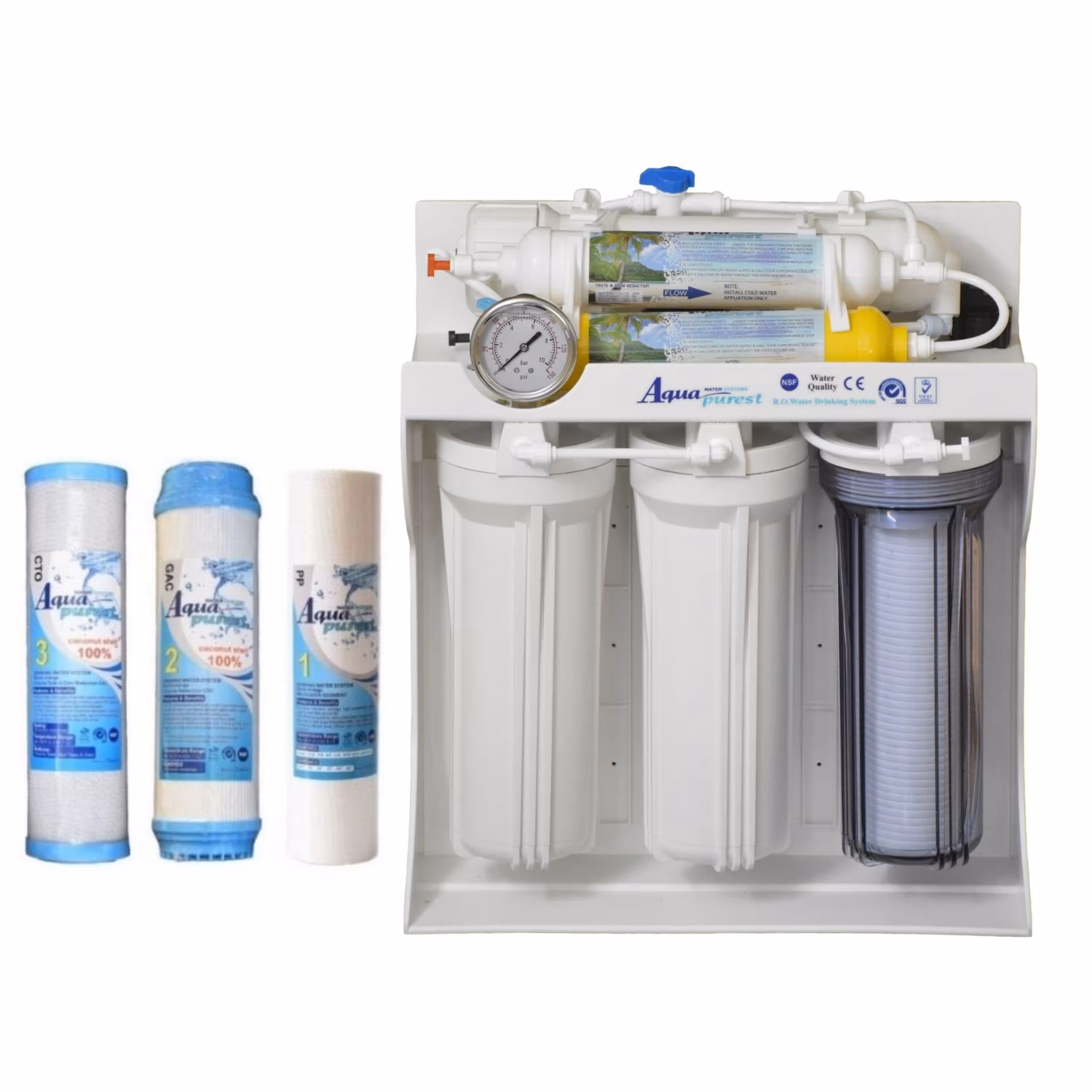 دستگاه تصفیه آب آکواپیورست مدل AP 600 به همراه فیلتر تصفیه مجموعه 3 عددی