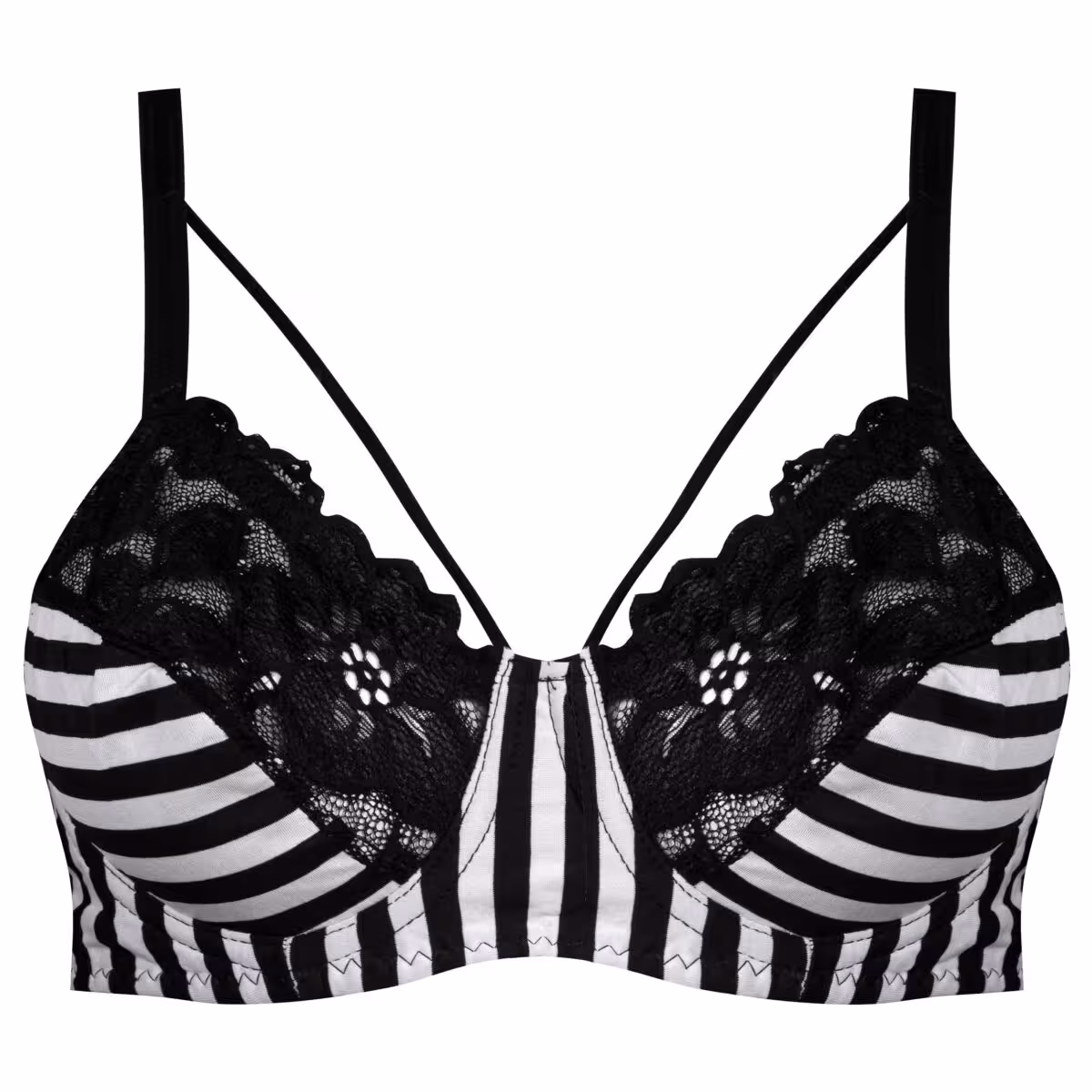 سوتین زنانه فنردار مدل راه راه هارنس دار کد 4778