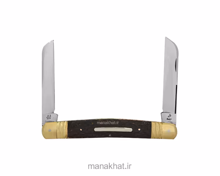 قلمتراش دو تیغ هلالی دسته شاخ 14 سانت پلاک دار استاد جواد توسلی