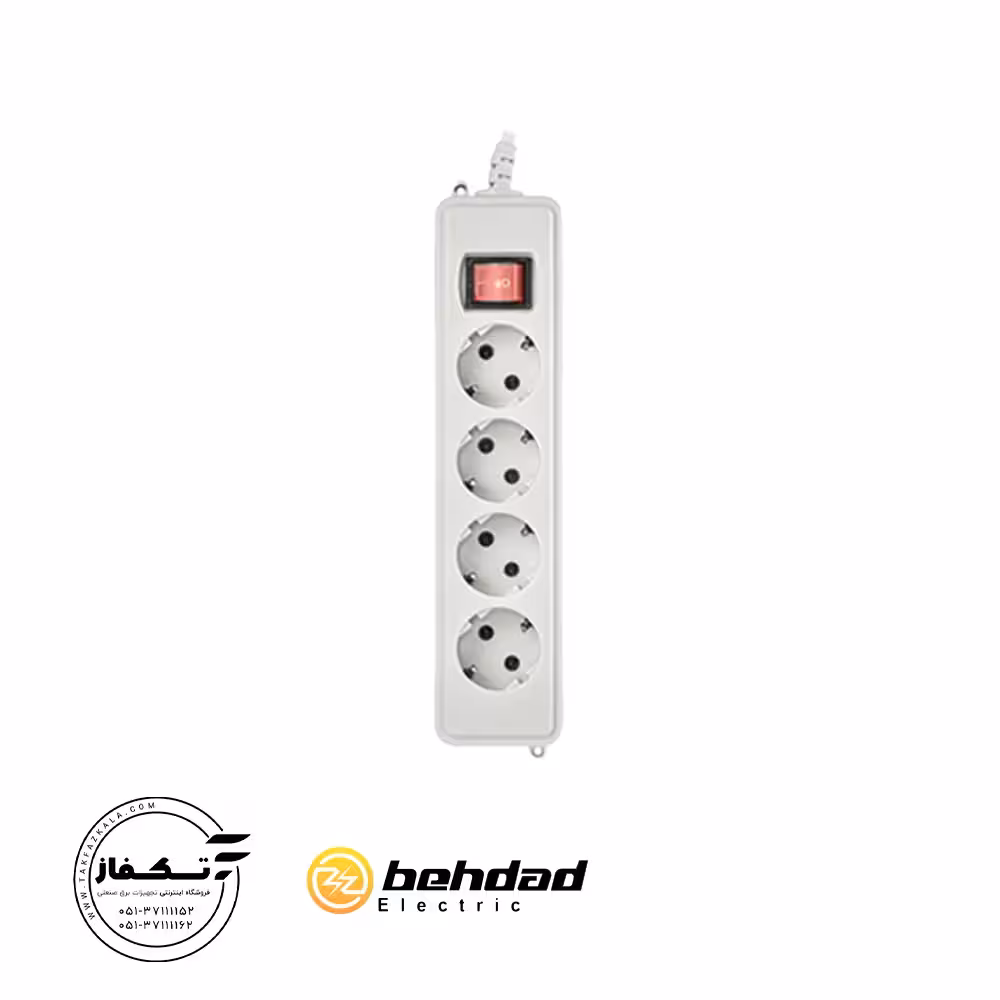 پریز چهار خانه با کابل 1.8 متری ارت دار بهداد الکتریک