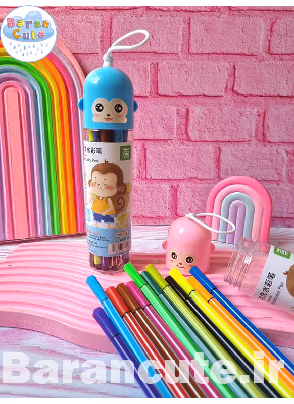 ماژیک رنگ آمیزی 12 رنگ طرح مانکی